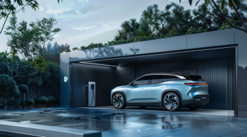 Ein Nio-Elektrofahrzeug lädt an einer High-Tech-Ladestation auf, mit den grünen Energieinitiativen des Unternehmens