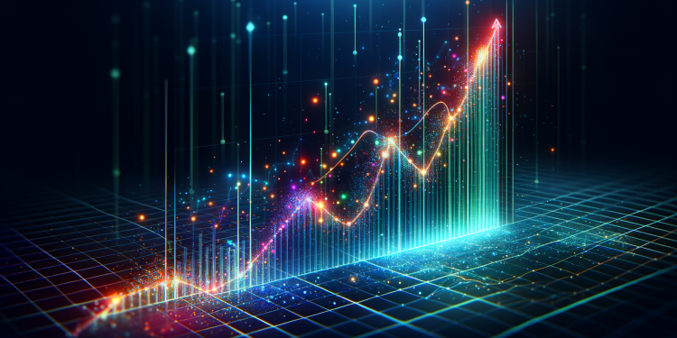 Steigender Graph auf dunklem Hintergrund.